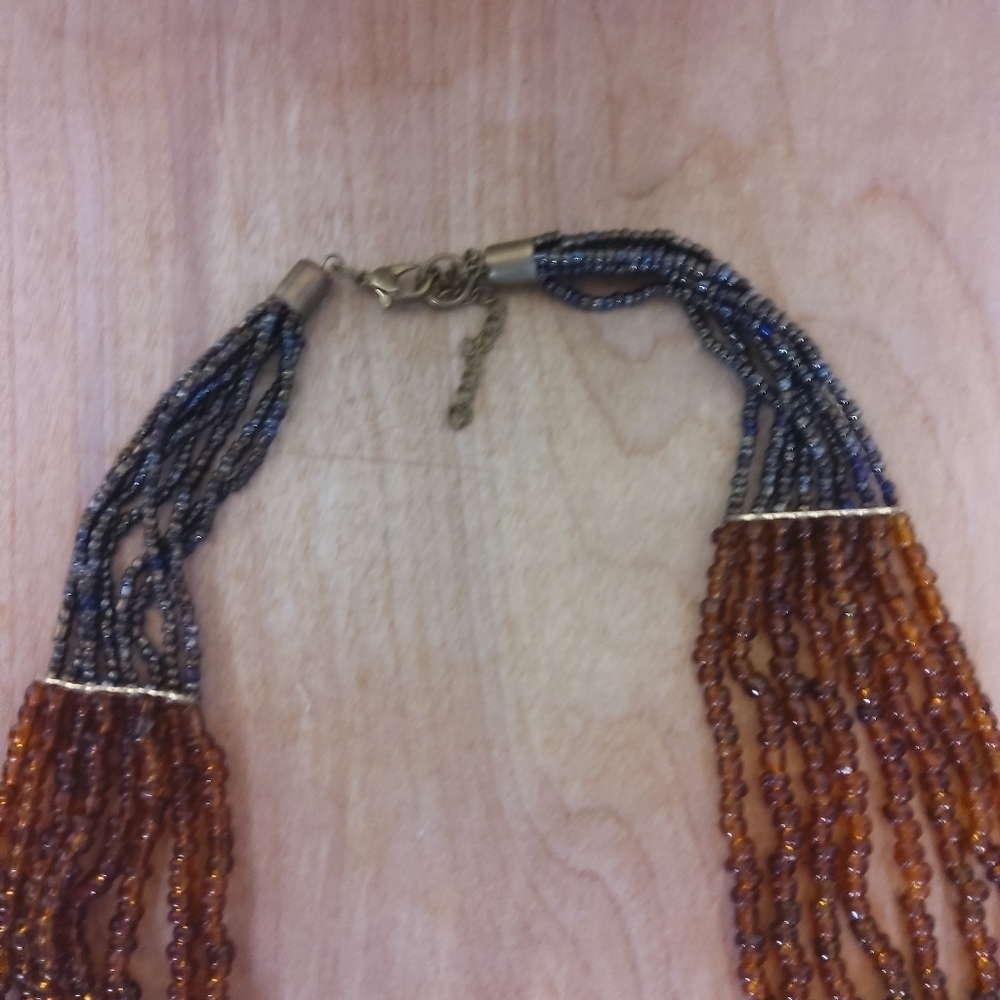 Beaded and rhinestone statement necklace - Picture 3 of 4